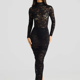 Turtleneck Top And Floral Split Long Skirt Sets