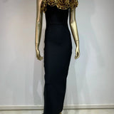 One Shoulder Flower Patchwork Maxi Dress