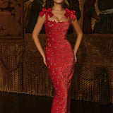 Bows Lace Bodycon Maxi Dress