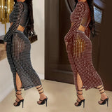 Rhinestone Strapless Top and Long Skirt Set
