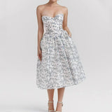 Low Waist Pleated Midi Dress Bra Chest With Wire