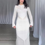 Sleeveless Patchwork Knit Maxi Dresses