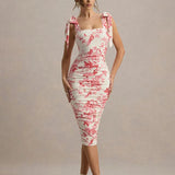 Floral Print Square Collar Midi Dress