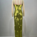 Mint Green Mesh Sequins Maxi Dress