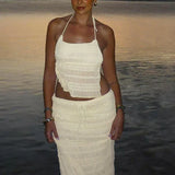 Chiffon Skirt Suit Spaghetti Strap Top and Long Skirt