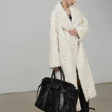 Large Lapel Shaggy Faux Fur Long Jacket