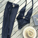 Starfish One Piece Bathing Suits with High Split Skirt