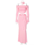 Off Shoulder Crop Top, Bodycon Maxi Skirt Set