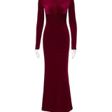 Pleated Twist Long Sleeve Maxi Dress