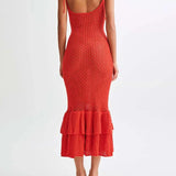 Ruffle Knit Midi Dress
