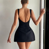 Sleeveless High Waist Backless Mini Dresses