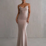3D Flower Draped Open Back Maxi Dress