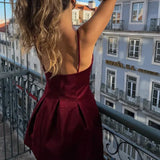Red Velvet Spaghettis Strap Mini Dress