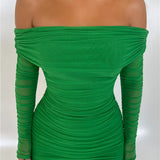 Off-shoulder Slash Neck Solid Maxi Dress