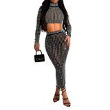 Rhinestone Strapless Top and Long Skirt Set
