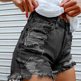 Women's High Street INS Net Red Playful Girl Pattern Printed Denim Shorts