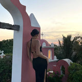 Solid Backless Halter Knit Slit Maxi Dress