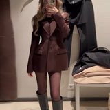Turn-down-Collar Single Breasted-Top and Mini Skirt Suit