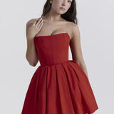 Elegant Strapless Corset A Line Solid Mini Dress