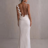 Floral Draped Open Back Spaghetti Strap Maxi Dress