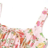 Flower Printed Open Back A-line Corset Mini Dress