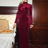 Pleated Twist Long Sleeve Maxi Dress
