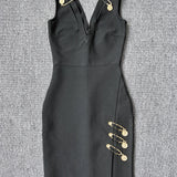 Sleeveless V Neck Bandage Long Dress