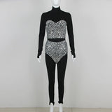 Diamond Decorated High Waist Jumpsuit Set
