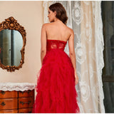 Lace Mesh Off Shoulder High Waist Evening Dress