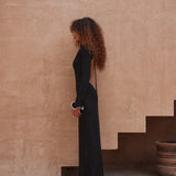 Knit Midi Dress with Ruffle Trim