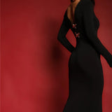 Two Butterfly Long Sleeve Maxi Dress