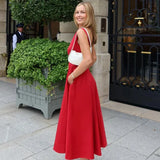 Solid Halter Backless Long Dress