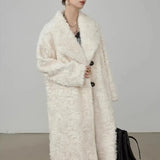 Large Lapel Shaggy Faux Fur Long Jacket