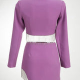 Purple Tassel Skirt and Long Sleeve Jacket Set