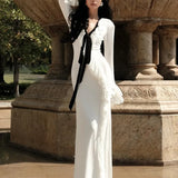 Long Sleeved Ruffled Slit Maxi Dress for Women