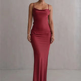 3D Flower Draped Open Back Maxi Dress