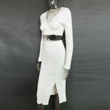 Knitted Top and Slit Midi Skirt Sets
