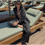 Long Sleeved Silk Geometric Shirt High Waist Pant Set