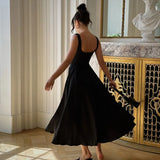 Black Maxi Dress Square Neck Spaghetti Straps
