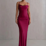 Floral Draped Open Back Spaghetti Strap Maxi Dress