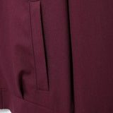 Zipper Lapel Burgundy Color Jacket and Skirt Suit