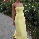 Frill Trim Tube Midi Dress