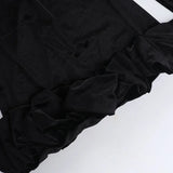 Velvet 3D Pleated Hem Long Sleeve Dress