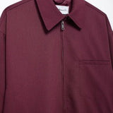 Zipper Lapel Burgundy Color Jacket and Skirt Suit
