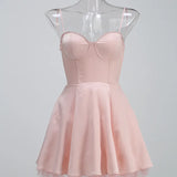 Solid Fit And Flare Spaghetti Strap Mini Dress
