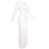 O-neck Long Sleeve Robe fashion Maxi Dress