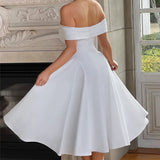 Off-Shoulder Flare Midi Dress