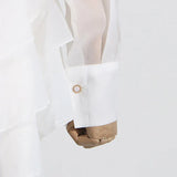 Appliques Ruffles Draped Long Sleeve Dress