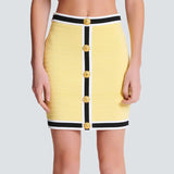 Yellow Short Cardigan and Mini Skirt Suit
