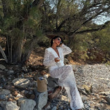 White Lace Two-Piece Loose Trouser Set